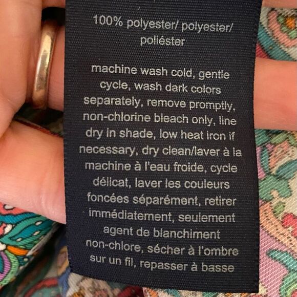 Tommy Hilfiger Paisley Print Button-Up Blouse Womens Size XL 3-4 Sleeve Tabs - Picture 5 of 5